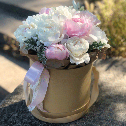 Пионы в шляпной коробке в Старом Крыму