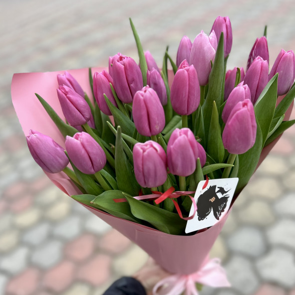 21 розовый тюльпан в Старом Крыму